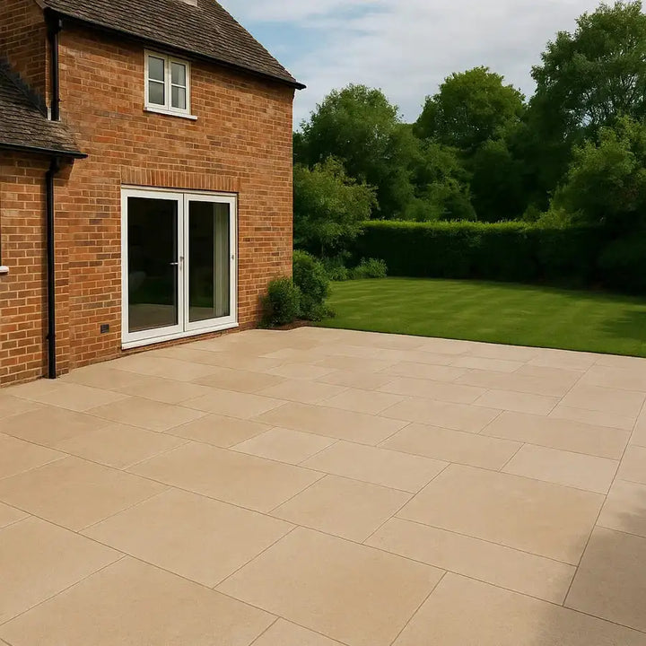 Dijon limestone paving slabs tumbled
