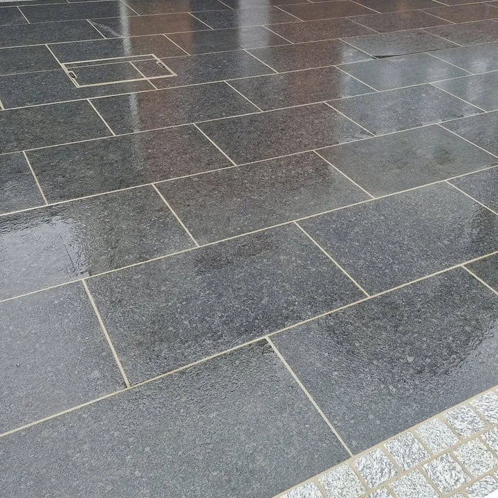 Ash black granite paving slabs 900 x 600