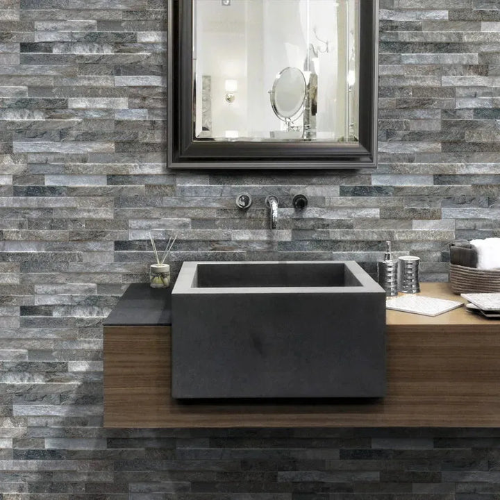 grey split face effect Italian wall tiles