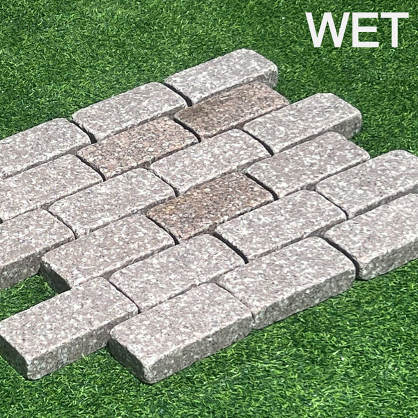 pink rose granite tumbled cobble setts