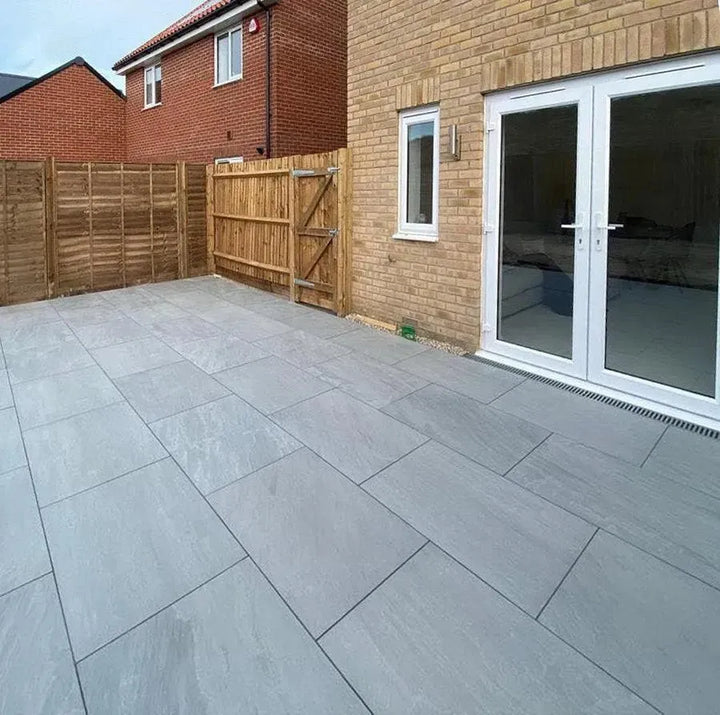 Kandla grey porcelain paving slabs 900 x 600