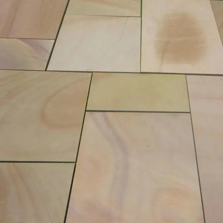 Rippon buff sandstone paving slabs sawn honed