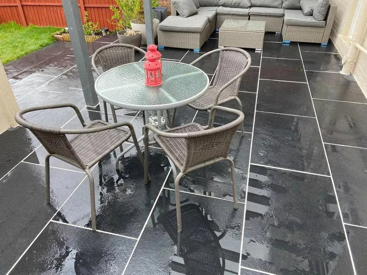 black limestone paving slabs 900 x 600