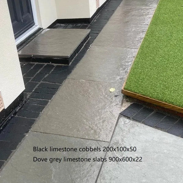 black limestone setts edging