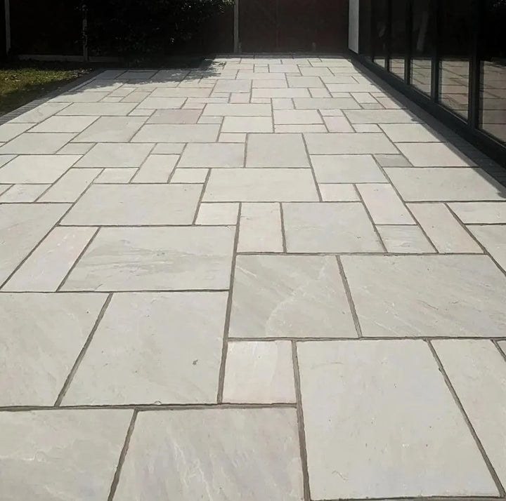 grey sandstone paving