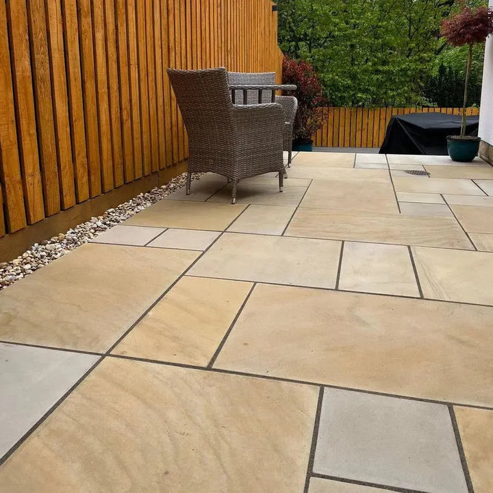 mint fossil smooth paving patio slabs