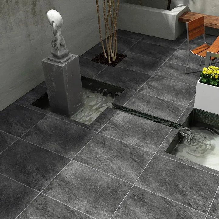 vitrified porcelain paving hammerstone black 600x600