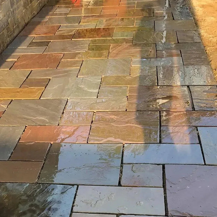 raj blend sandstone paving